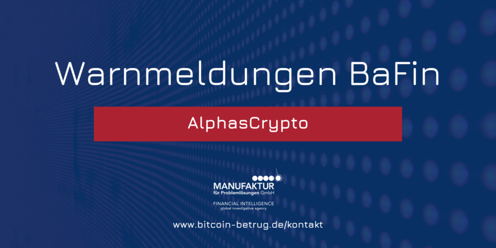 Warnmeldung der BaFin über AlphasCrypto