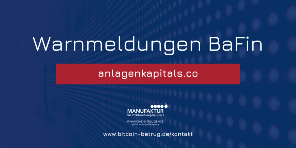 Warnmeldung der BaFin über die Website anlagenkapitals.co