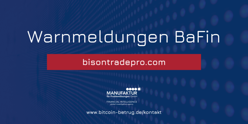 Warnmeldung der BaFin über die Website bisontradepro.com