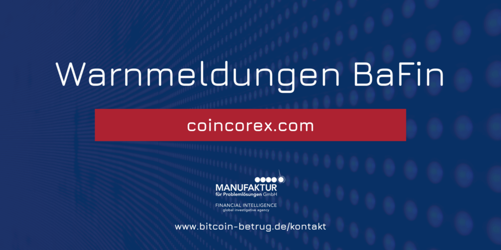 Warnmeldung der BaFin über die Website coincorex.com