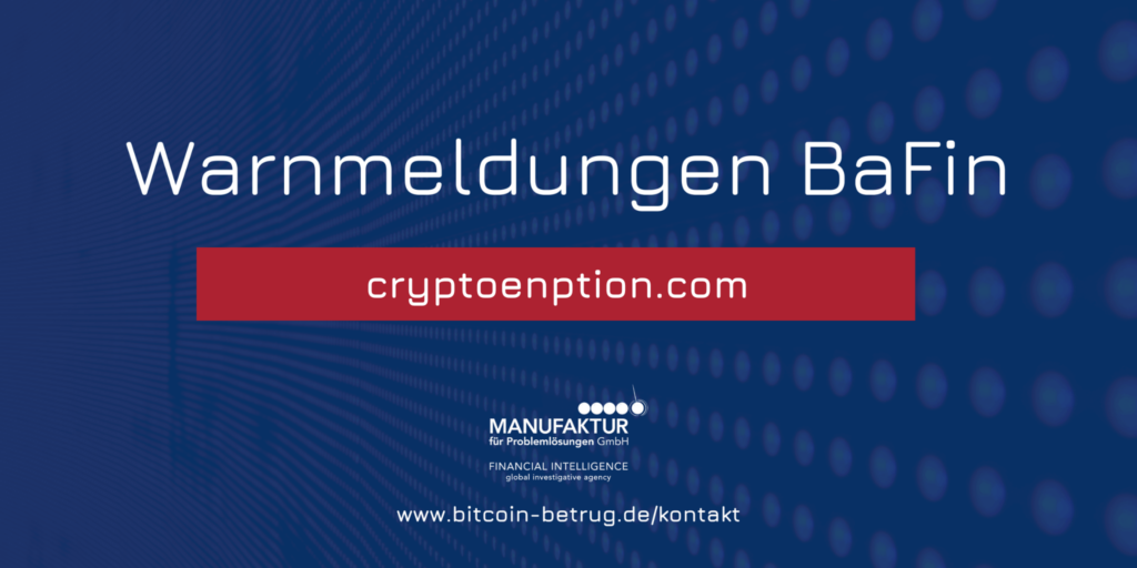 Warnmeldung der BaFin über die Website cryptoenption.com