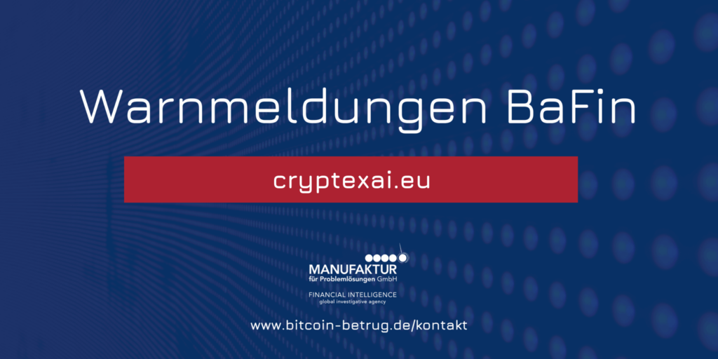 Warnmeldung der BaFin über die Website cryptexai.eu