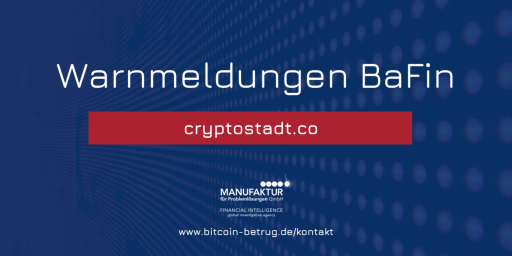 Warnmeldung der BaFin über die Website cryptostadt.co