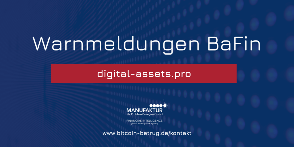 Warnmeldung der BaFin über die Website digital-assets.pro