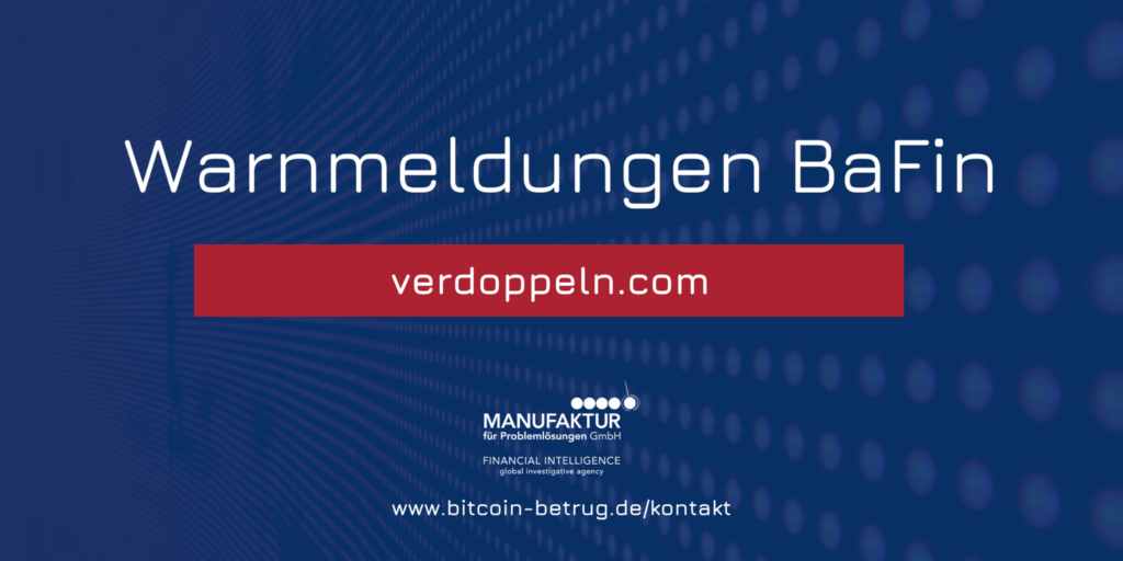 Warnmeldung der BaFin über die Website verdoppeln.com