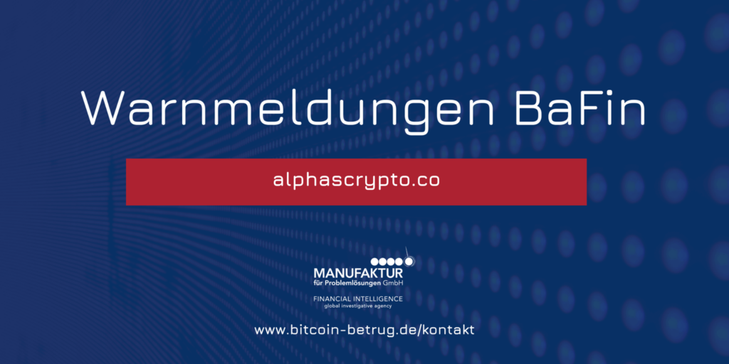 Warnmeldung der BaFin über die Website alphascrypto.co